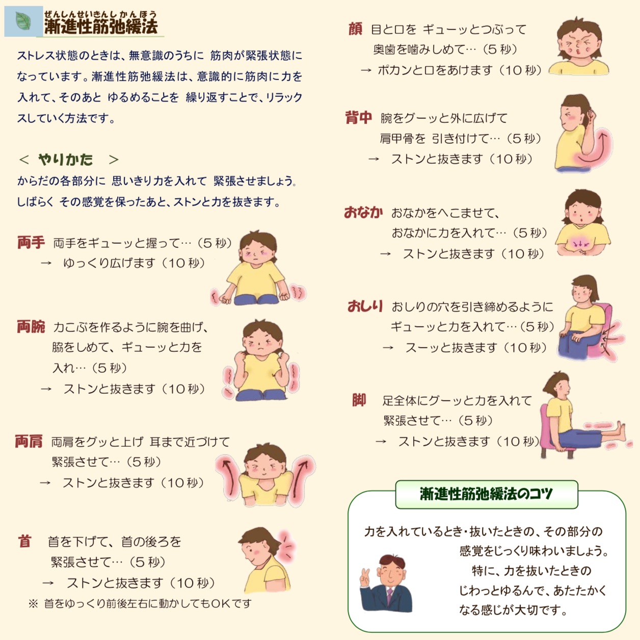漸進的筋弛緩法〜リラックス法 | 相模原の本格漢方相談薬局タナココ | 鍼灸接骨を融合した妊活・不妊治療・メンタルケア・痛み解消